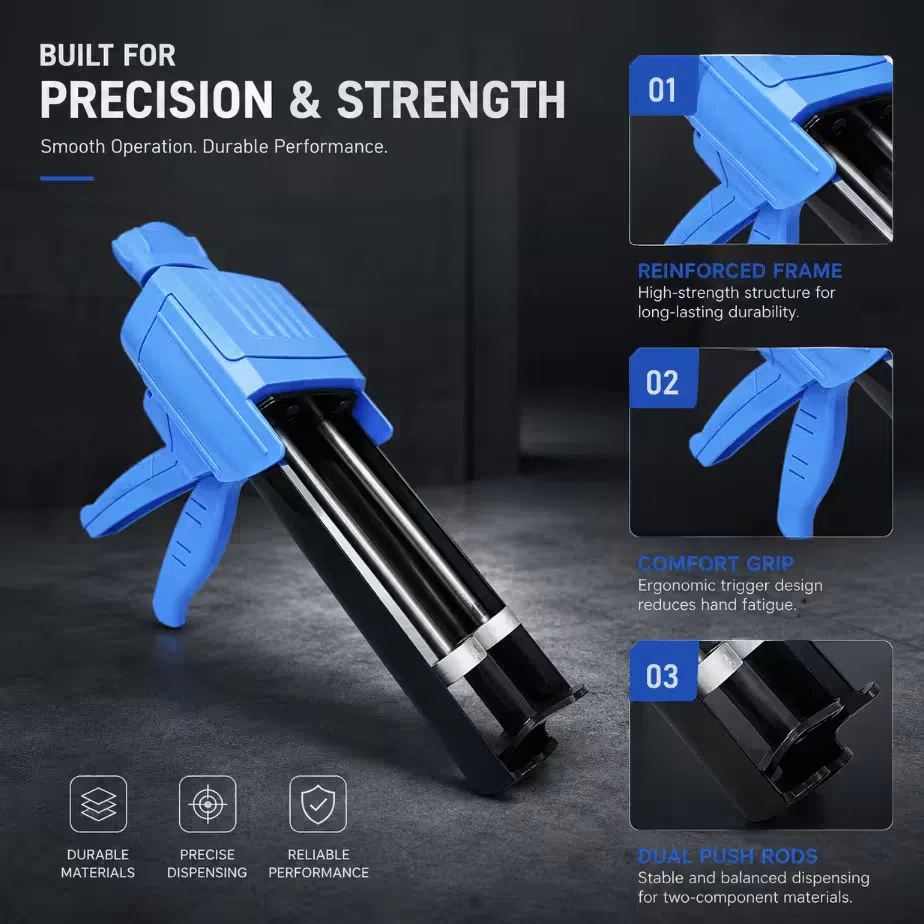 manual dual cartridge applicator for 2 to 1 two-component adhesive dispensing
