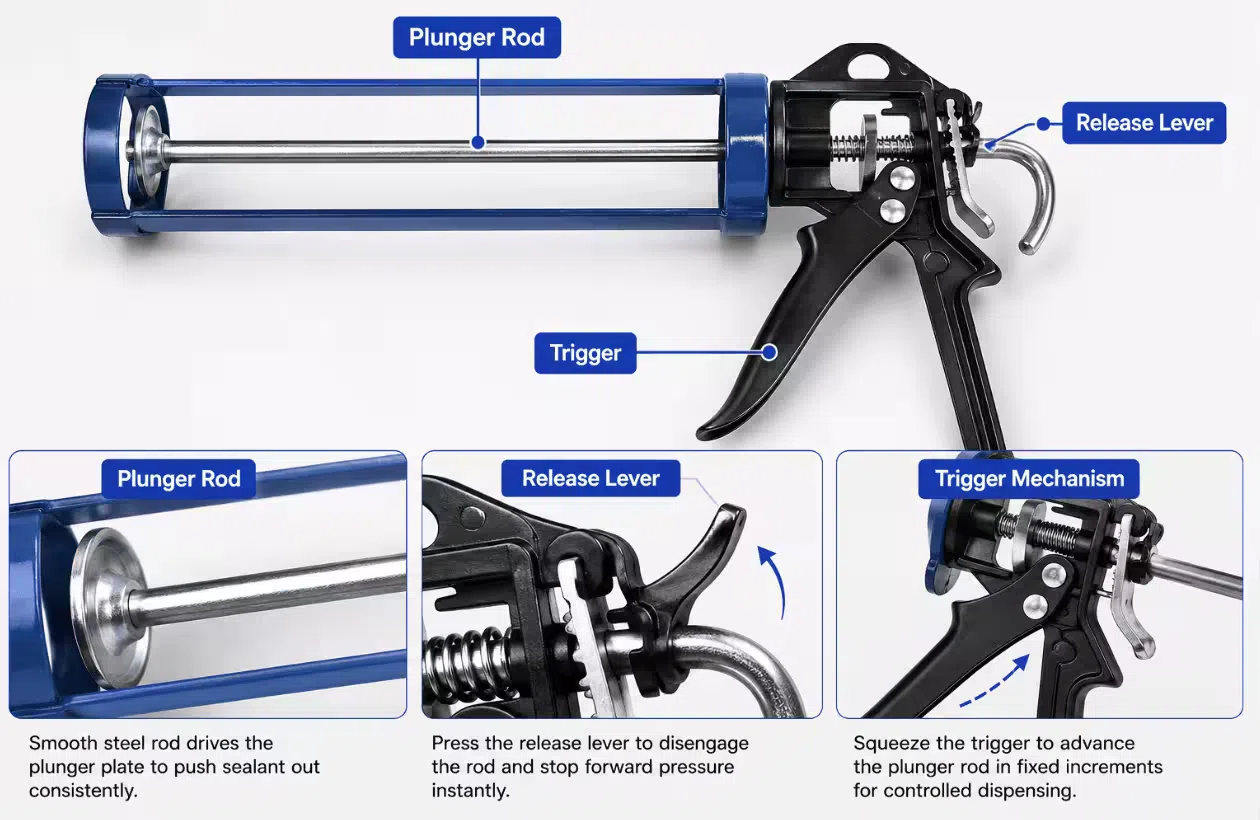 Caulking Gun Repair: Fix Trigger, Plunger Rod, and Release Lever