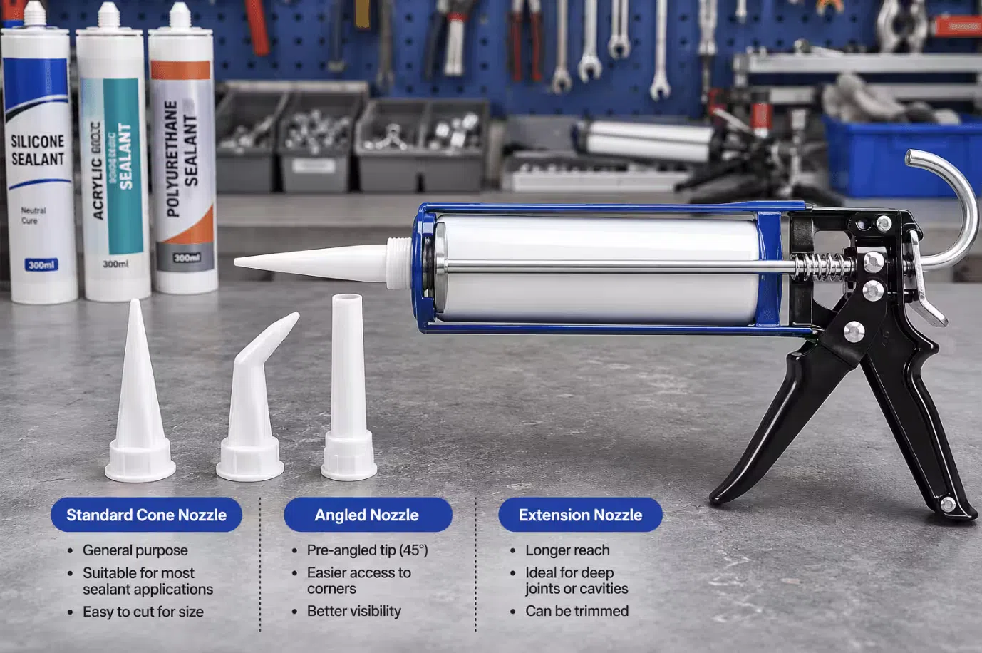 Caulk Gun Attachments: Nozzles, Cutters and Holders Guide